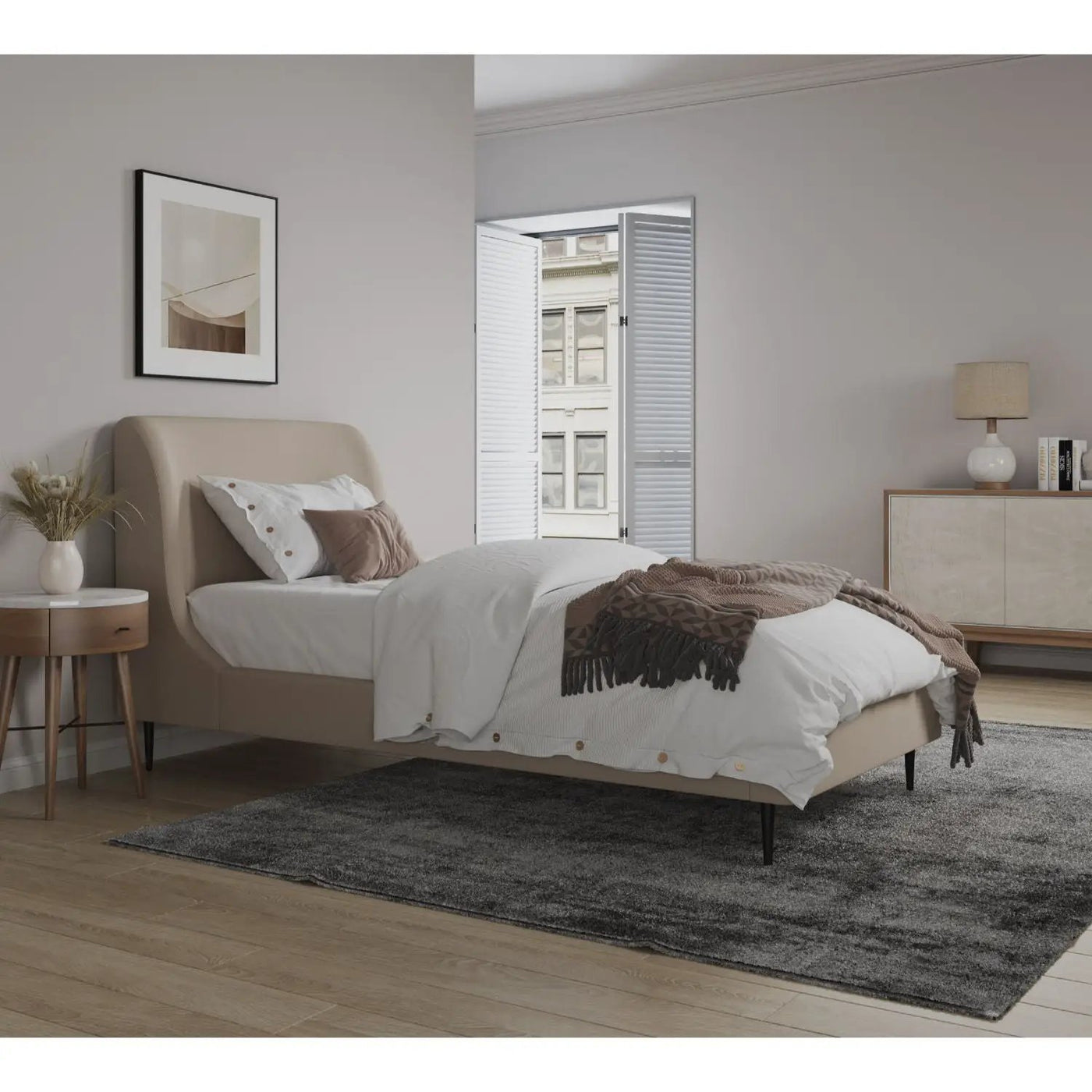 Heather - Upholstered Bed With Curved Headboard by HouseOfZazla