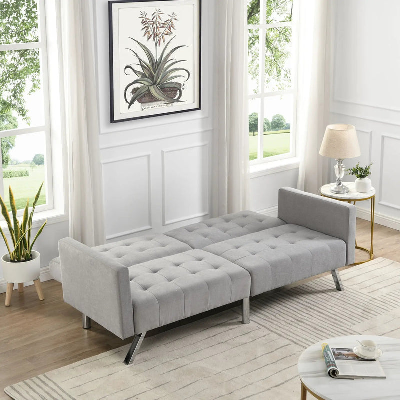 Sofa Bed Convertible Folding Lounge Couch Loveseat Sleeper Sofa - Light Gray by HouseOfZazla