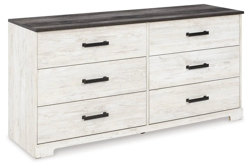 Shawburn - Six Drawer Dresser - Pewter-tone pulls - White / Black / Gray by Unique Piece Furniture