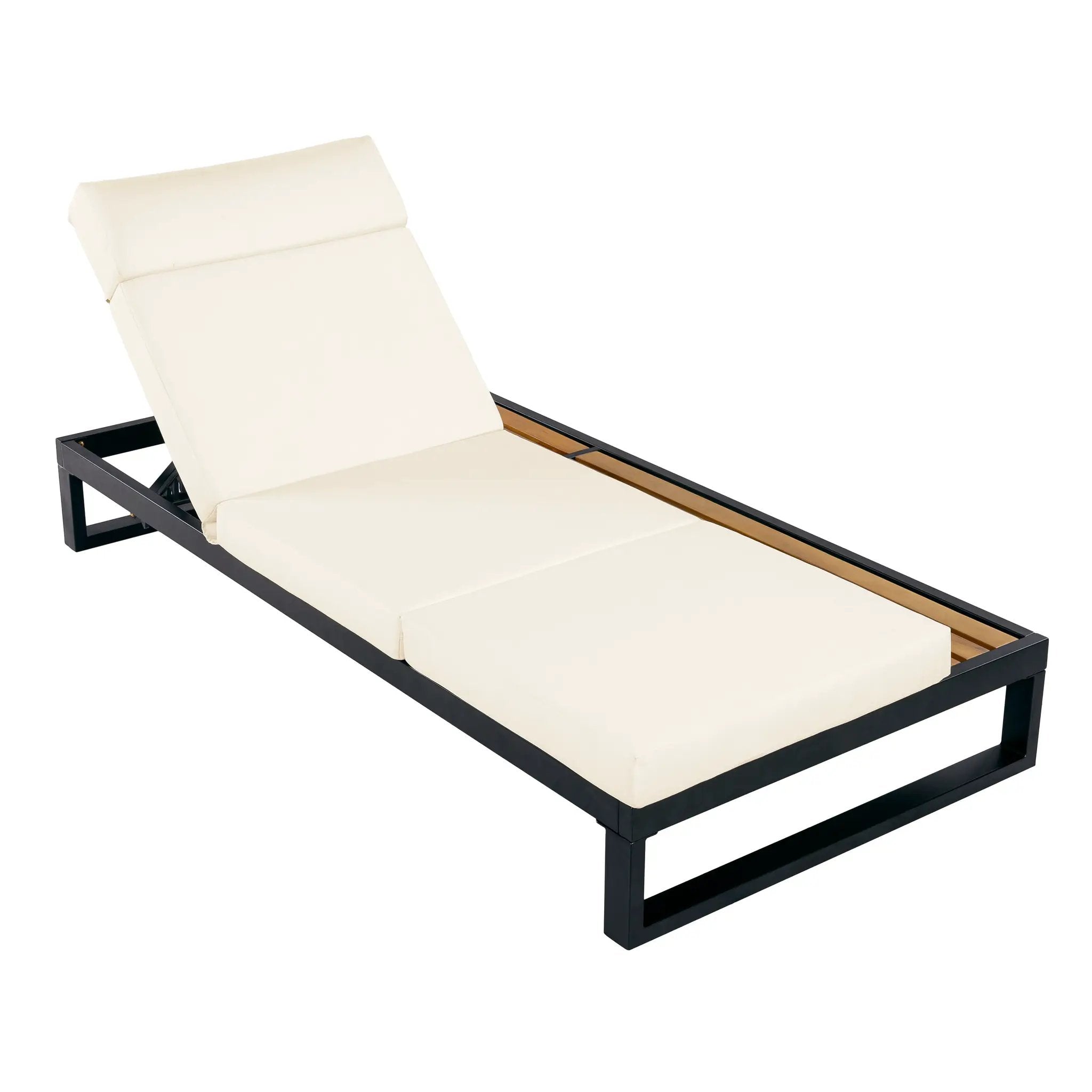 Black Iron & Teak Finish Chaise Lounge Set by HouseOfZazla