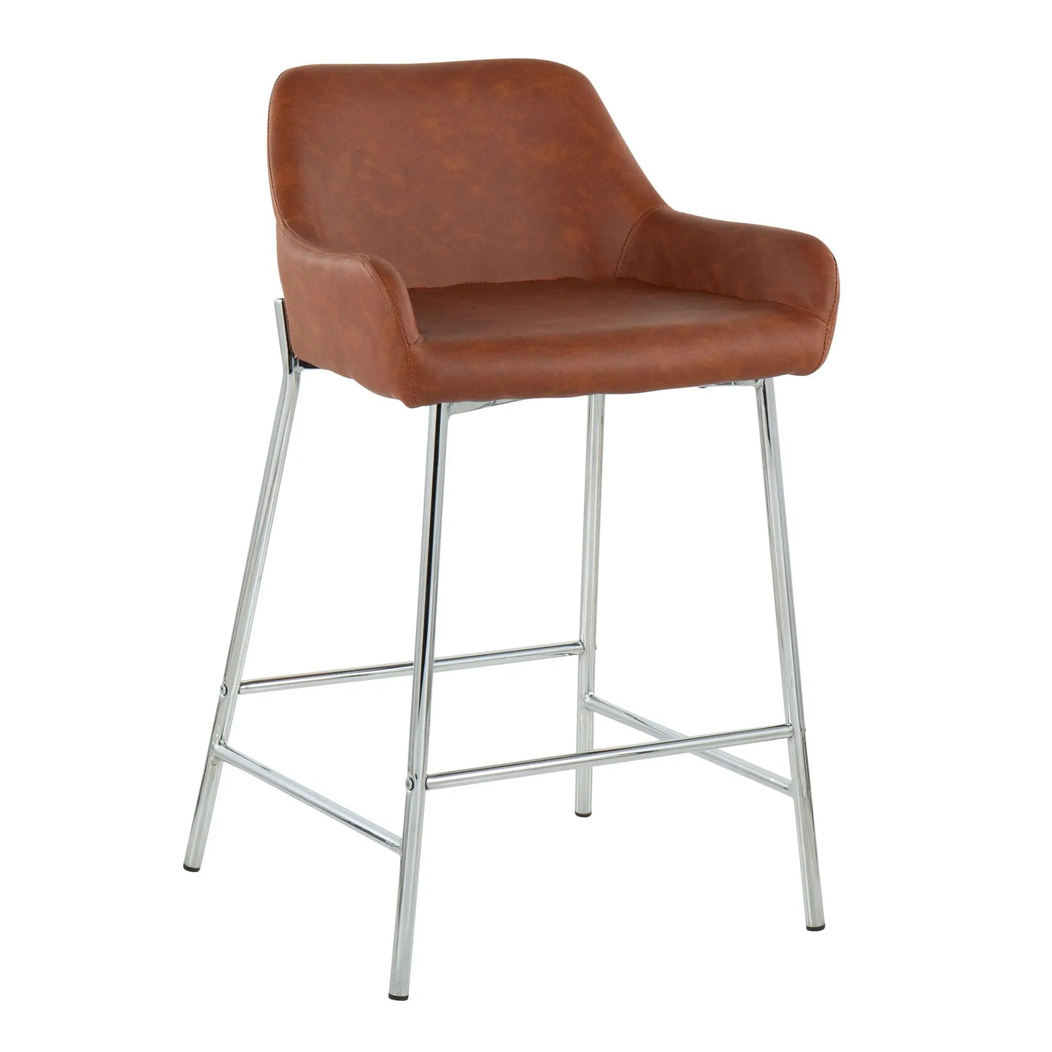 Daniella - Contemporary Fixed Height Counter Stool With Metal Legs (Set of 2) by HouseOfZazla