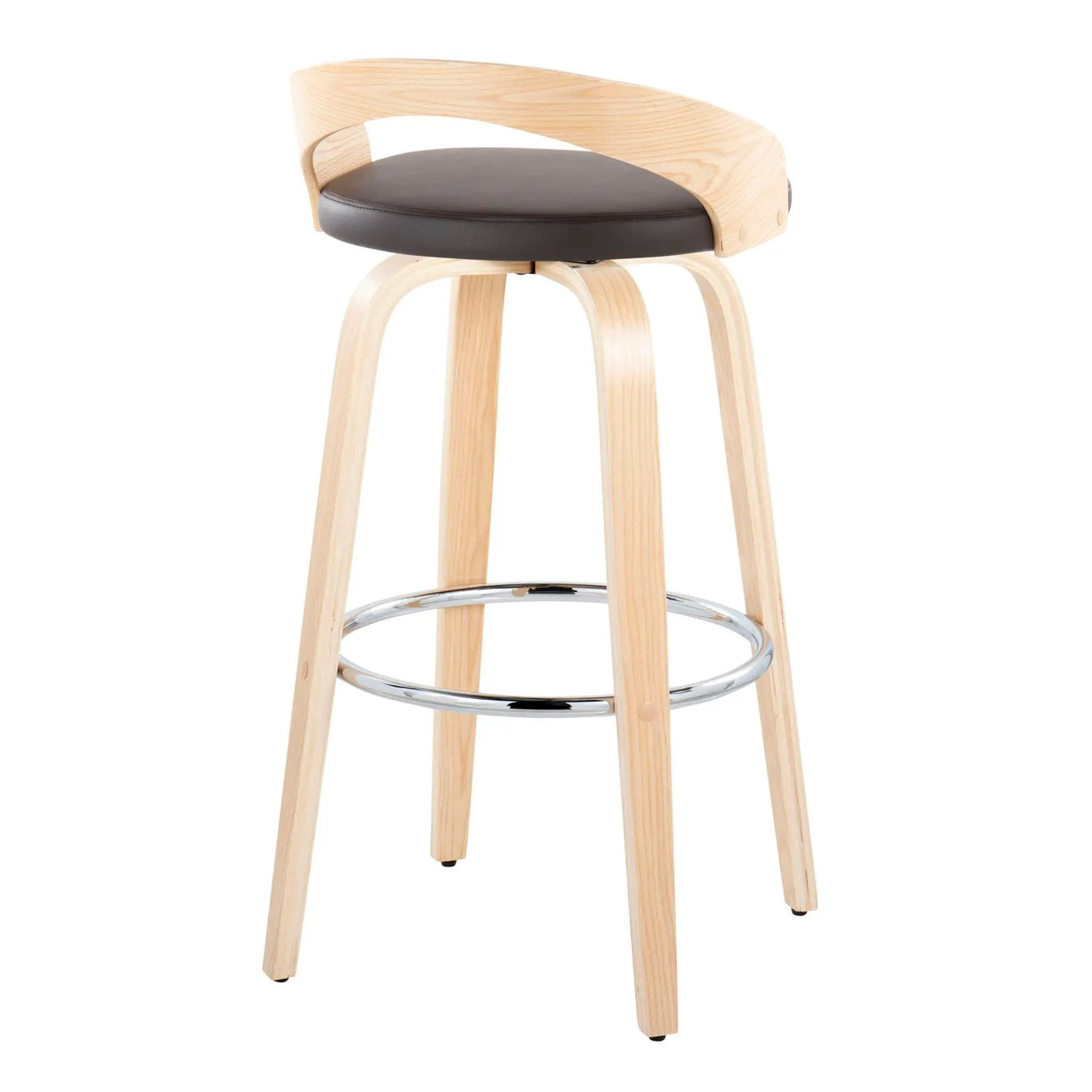 Grotto - Contemporary Fixed-Height Barstool With Swivel With Round Footrest (Set of 2) by HouseOfZazla