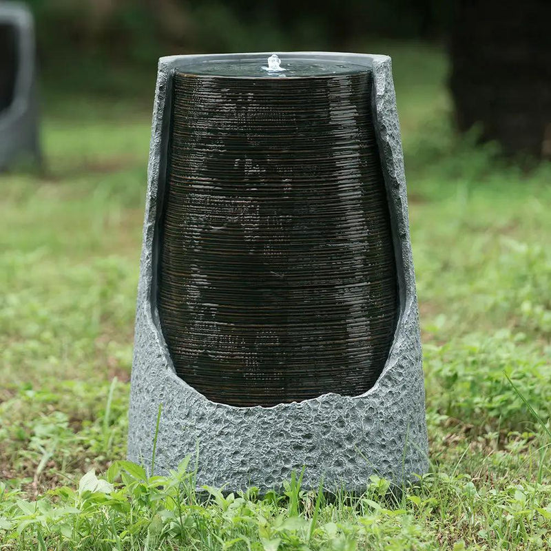 Indoor Outdoor Water Fountain, Unique Broken Urn Fountain Chic Dynamic Modern Design With Light For Garden by Unique Piece Furniture