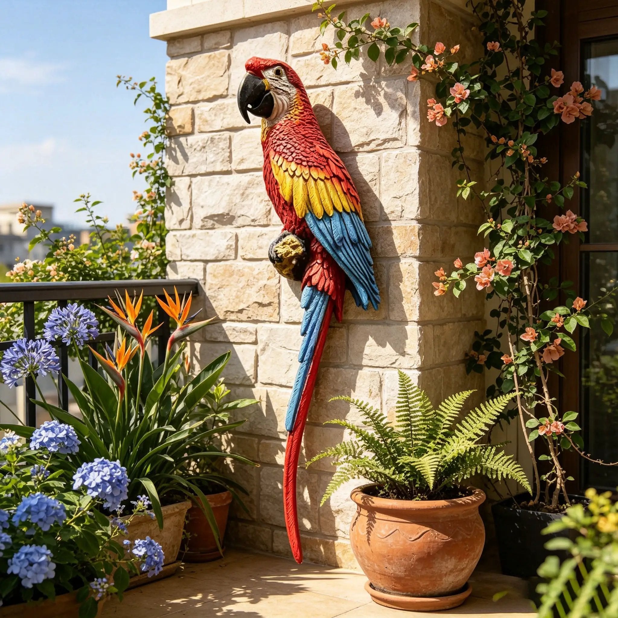 Hanging Scarlet Macaw Parrot Statue by HouseOfZazla