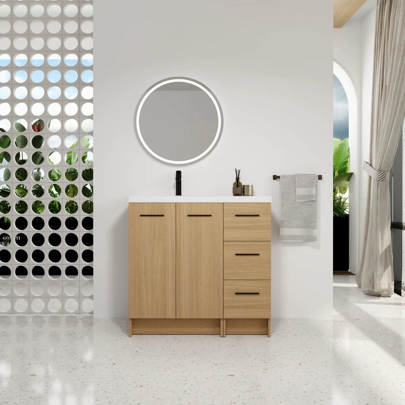 Wall Mounted Floating Bathroom Vanity With Sink, Door & Drawers Modular Cabinet by Unique Piece Furniture