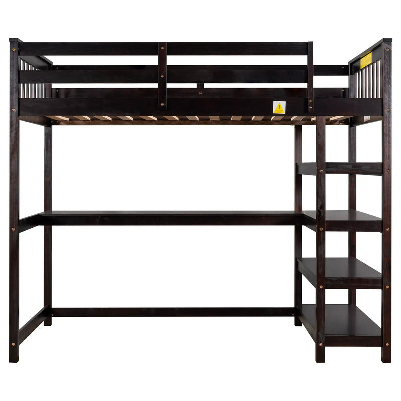 Loft Bed With Storage Shelves And Under Bed Desk by Unique Piece Furniture