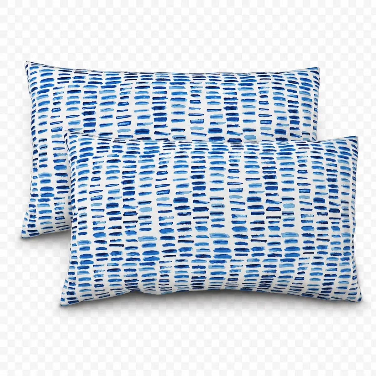 2 Pack Outdoor Lumbar Pillow Covers - Blue Dash by HouseOfZazla