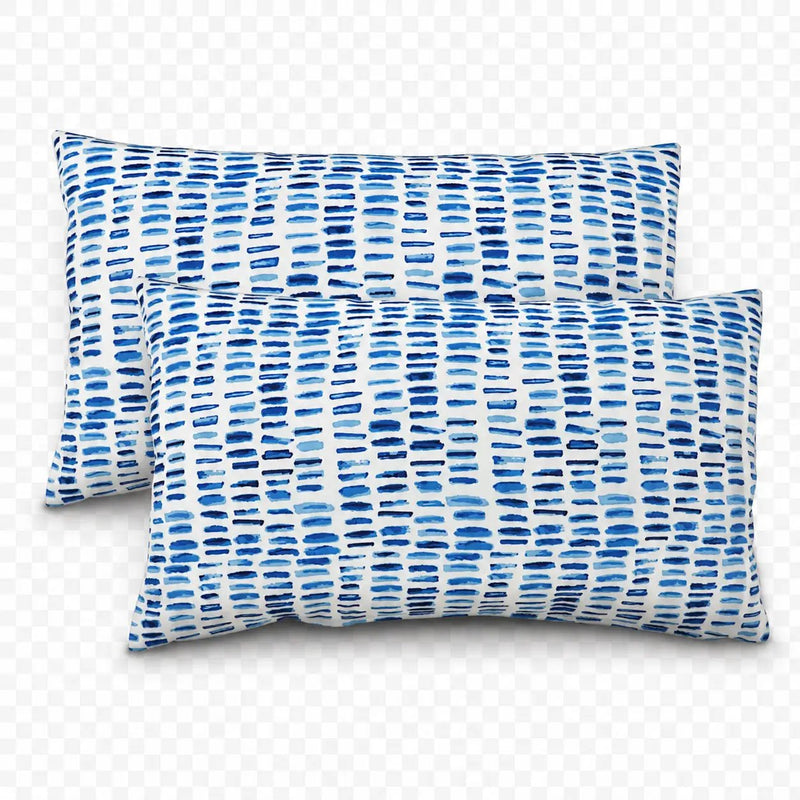 2 Pack Outdoor Lumbar Pillow Covers - Blue Dash by HouseOfZazla