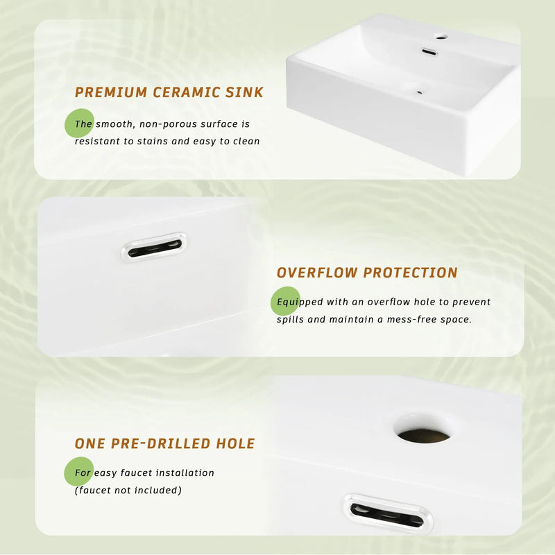 Bathroom Vanity With Ceramic Sink And Ample Storage, Ideal For Small Bathrooms by HouseOfZazla