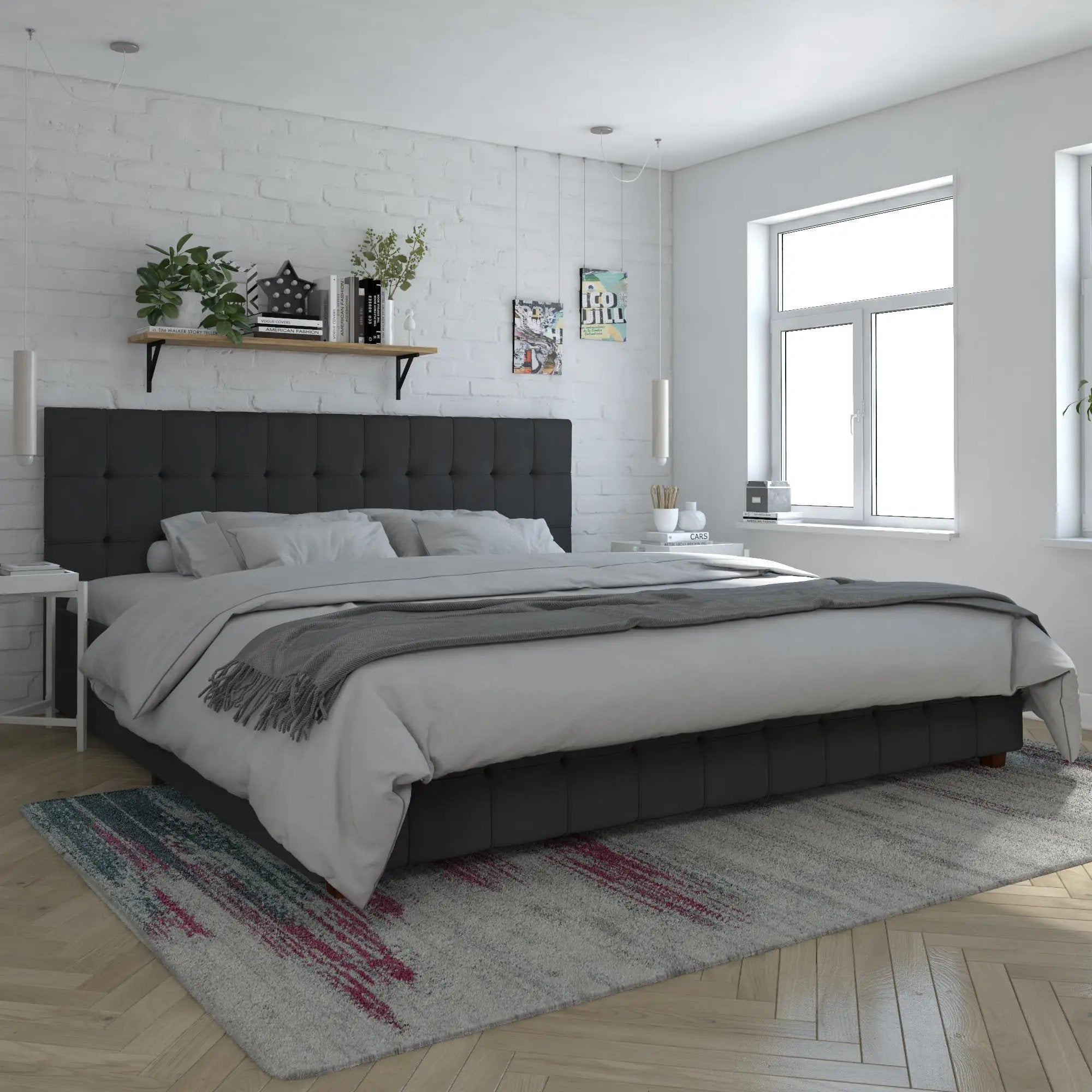 King Upholstered Bed With Storage - Black by Unique Piece Furniture