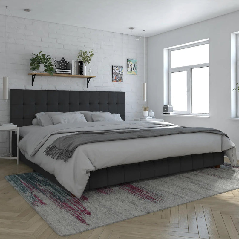 King Upholstered Bed With Storage - Black by Unique Piece Furniture