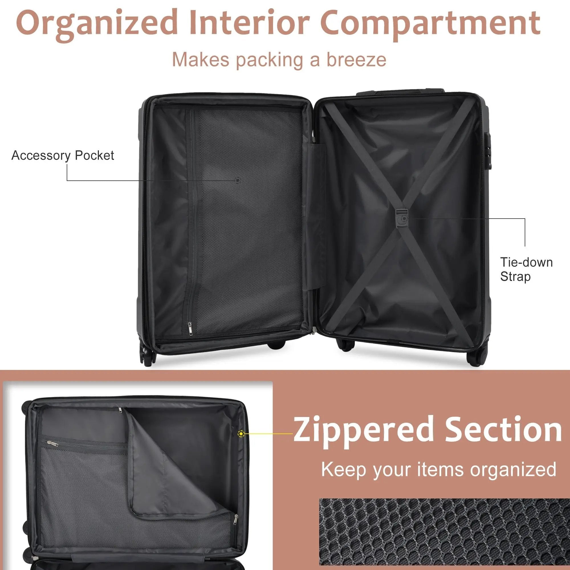 Brown & White 6-Piece Expandable Hardshell Luggage Set by HouseOfZazla