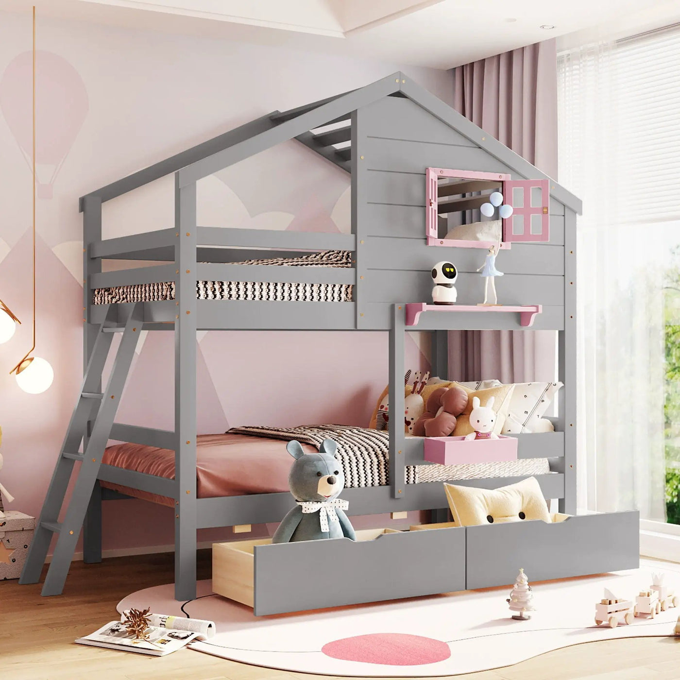Bunk Bed With Playhouse Roof And Window by Unique Piece Furniture