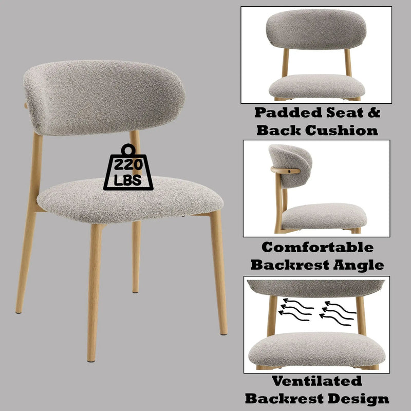 Kacey - Boucle Side Chair (Set of 2) - Gray by Unique Piece Furniture
