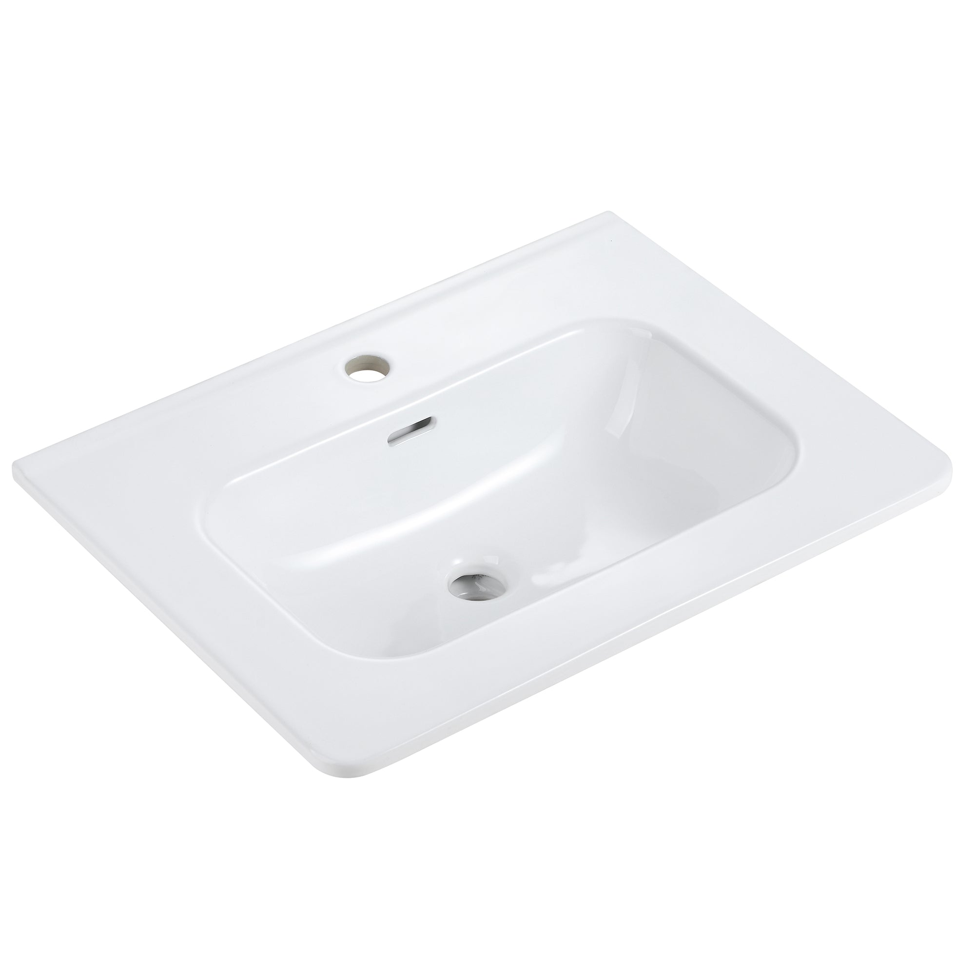 Glossy White Ceramic Integrated Sink by HouseOfZazla