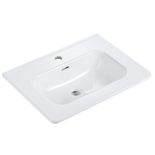 Glossy White Ceramic Integrated Sink