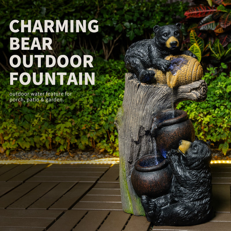 Bear Outdoor Water Fountain with LED Lights by HouseOfZazla