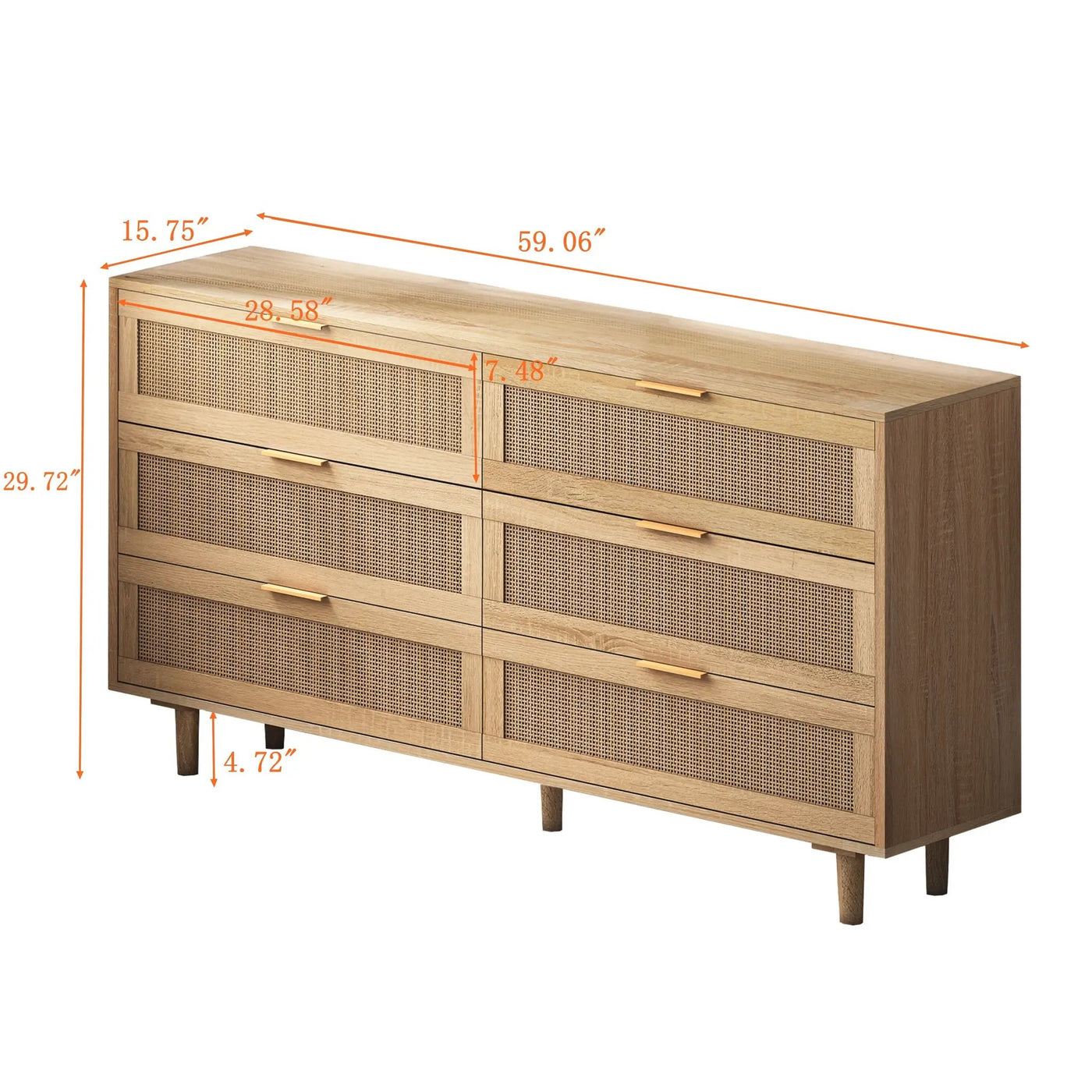 59.06" 6-Drawers Rattan Storage Cabinet by HouseOfZazla