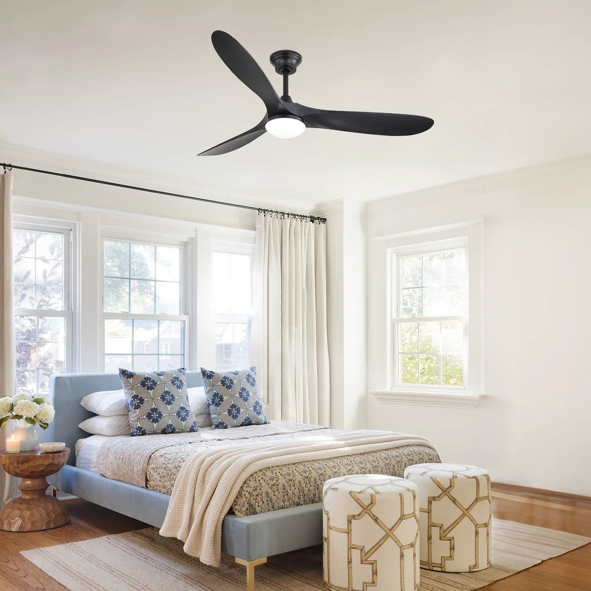 Smart Ceiling Fan With Lights, 3 Blades, Reversible Quiet DC Motor For Indoor by Unique Piece Furniture