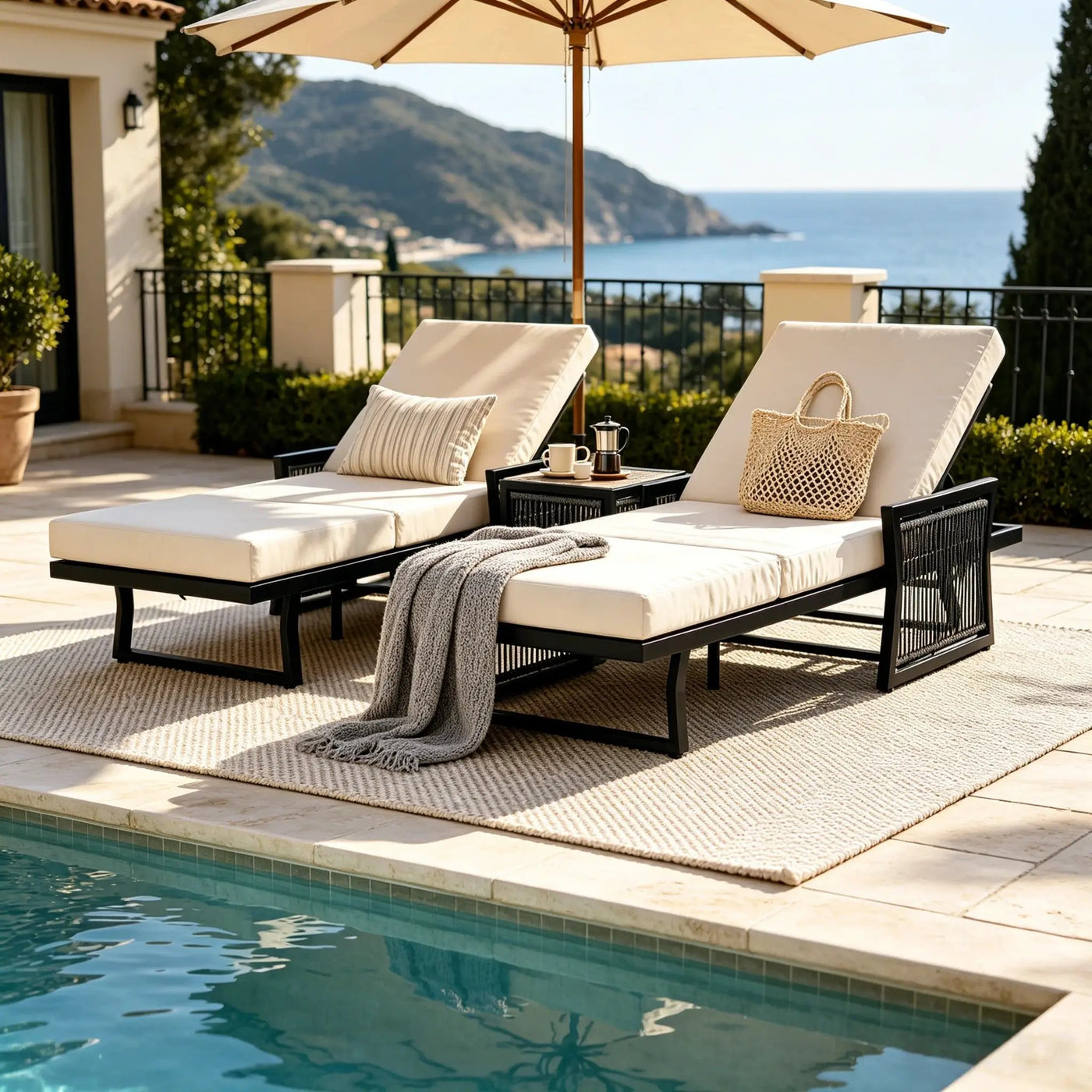 Black Mix Chaise Lounge Set by HouseOfZazla