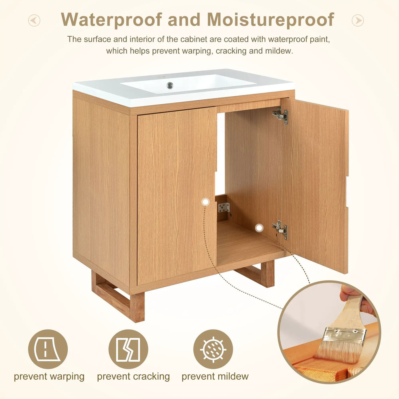 Bathroom Vanity Set With Sink, Combo Cabinet, Bathroom Storage Cabinet, Solid Wood Frame by Unique Piece Furniture