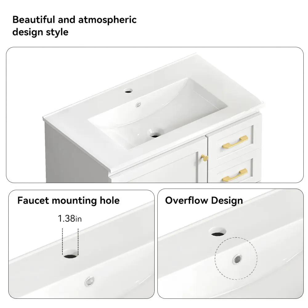 30" White Bathroom Vanity with Abundant Storage by HouseOfZazla