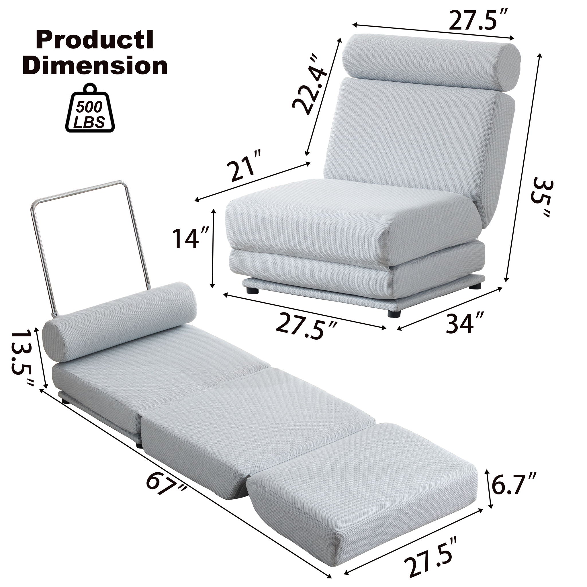Foldable Single Chair Sofa Bed With Pillow, Easy To Store, Breathable And Wearable by HouseOfZazla