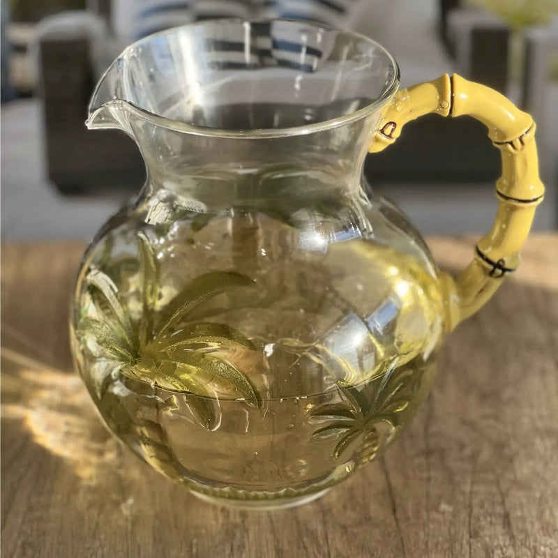 Palm Tree Design 3 Quarts Unbreakable Plastic Water Pitcher With Lid And Spout, Bpa Free - Clear by HouseOfZazla