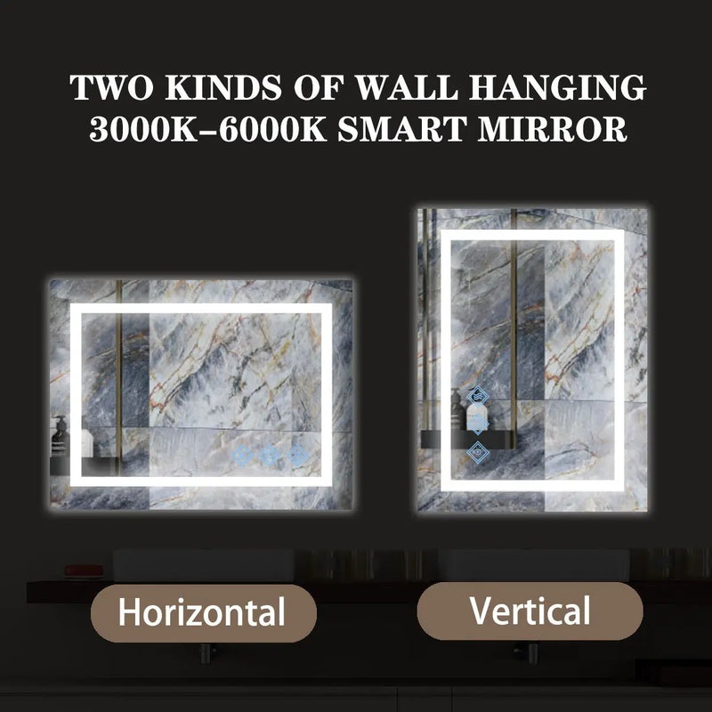 3000-6000K LED Bathroom Mirror With Lights, Anti-Fog Dimmable Lighted Wall Mounted Vanity Mirror Master Bath Modern Makeup (Only Mirrors, Not Cabinets) Horizontal & Vertical by HouseOfZazla
