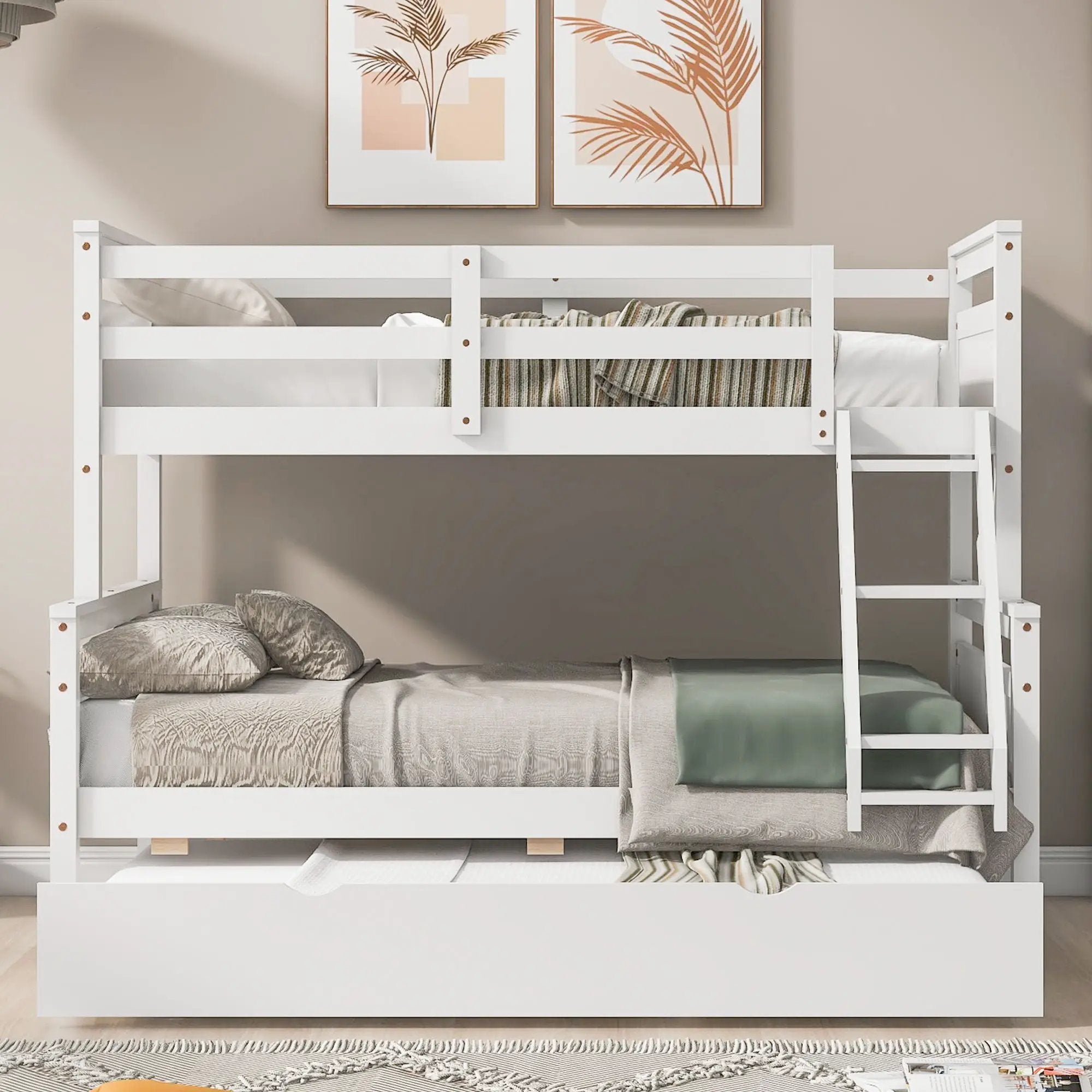 Bunk Bed With Ladder And Safety Guardrail by Unique Piece Furniture