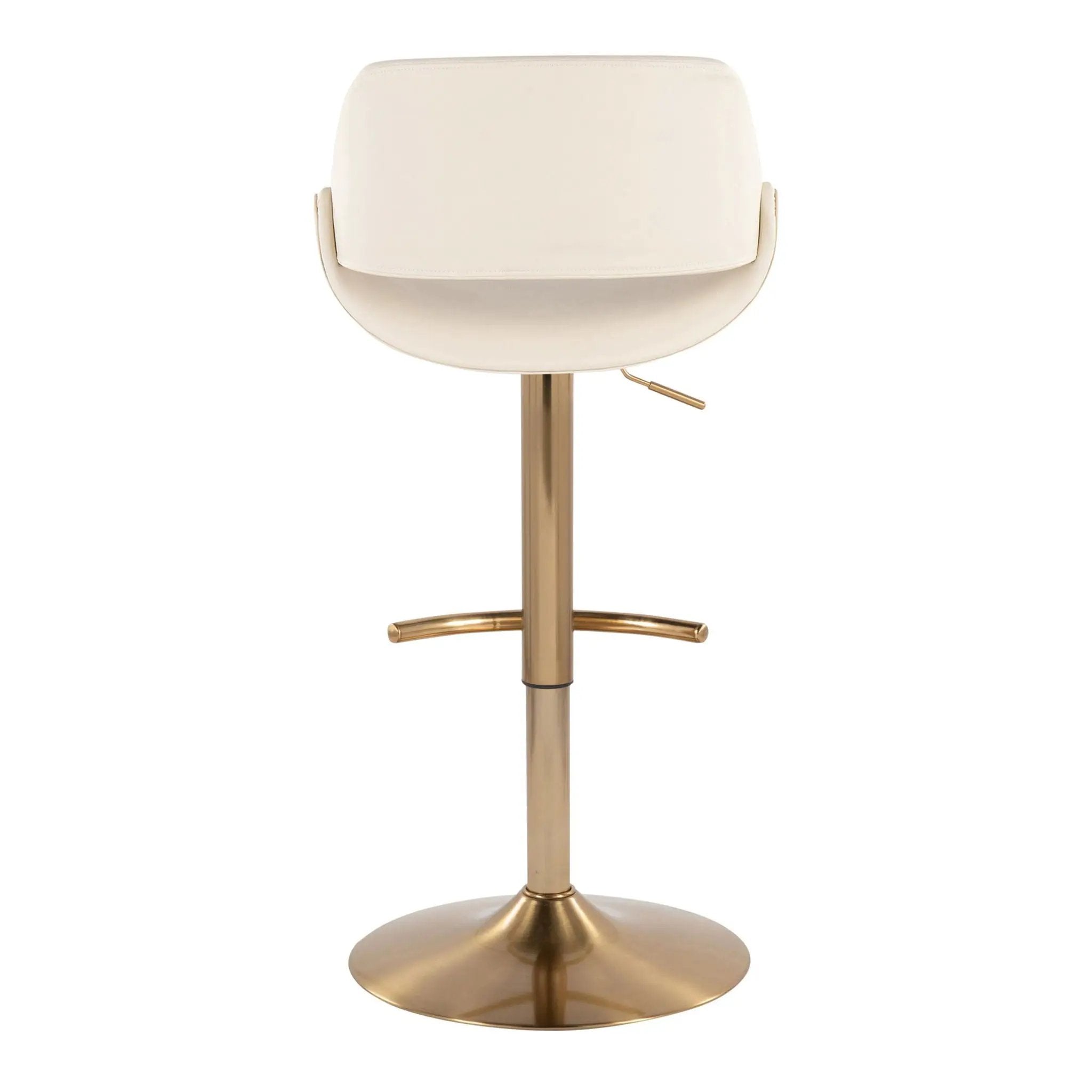 Fabrico - Contemporary Adjustable Barstool With Swivel With Rounded T Footrest (Set of 2) - Gold / Cream by Unique Piece Furniture