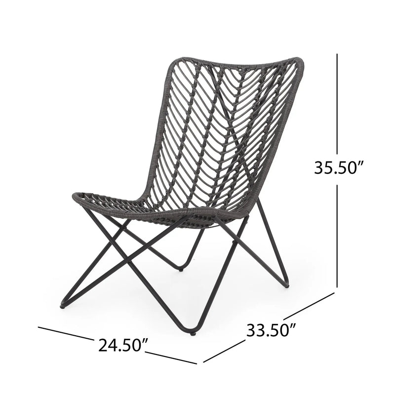 Outdoor Wicker Chair With Geometric Cross Base, Set of 2 - Gray by HouseOfZazla