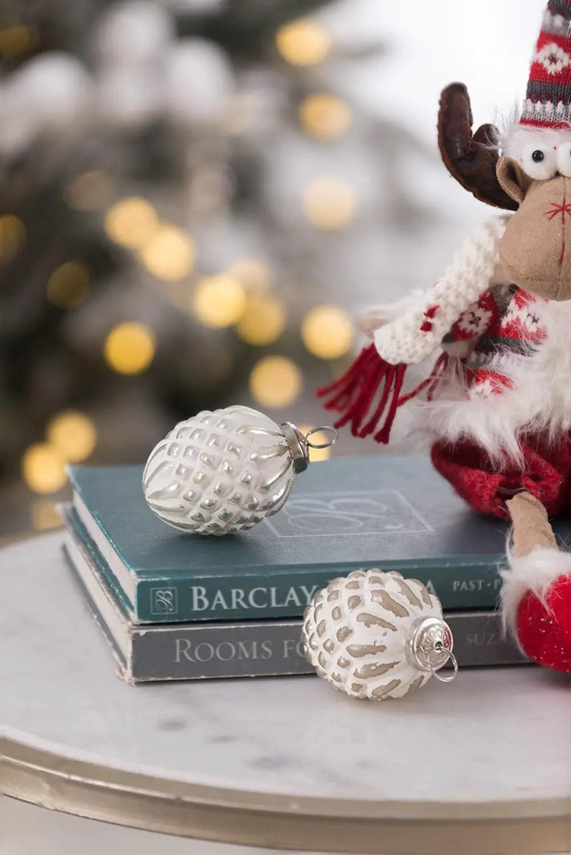 Christmas Ball Ornaments, Glass Decorative Hanging Ball Christmas Tree Ornaments, For Holiday Party Decorations (Set of 6) - White by Unique Piece Furniture