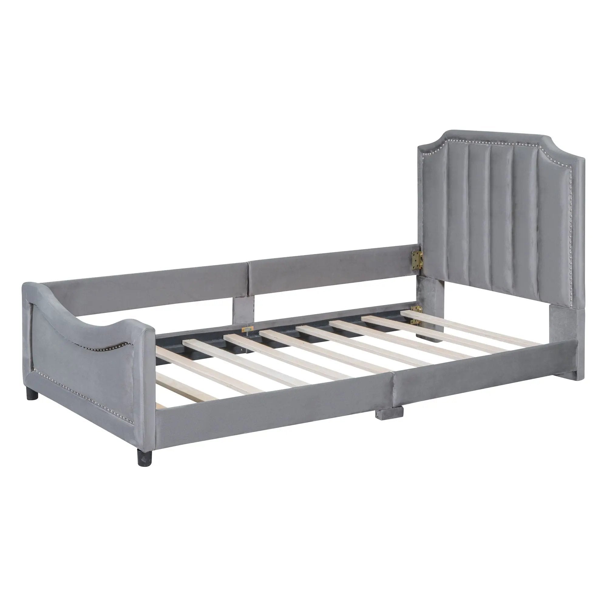 Upholstered Daybed With Classic Stripe Shaped Headboard by HouseOfZazla