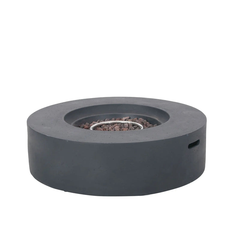 Modern Lightweight Concrete Outdoor Circular Fire Pit 50,000 BTU by HouseOfZazla