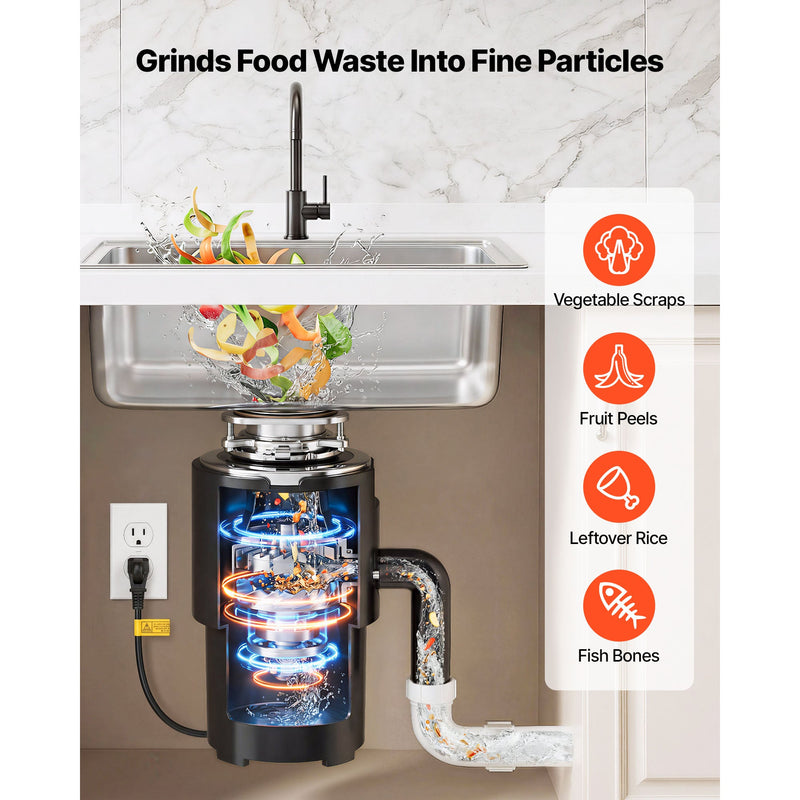 Food Waste Garbage Disposal with 3/4HP Motor and Continuous Feed by HouseOfZazla