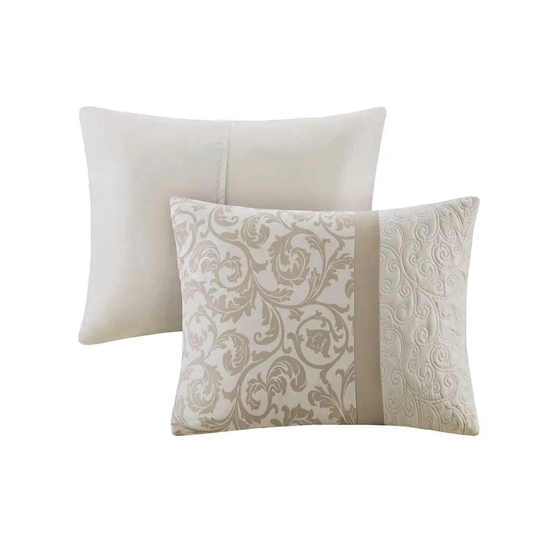 Embroidered 8 Piece Comforter Set Neutral Queen by HouseOfZazla
