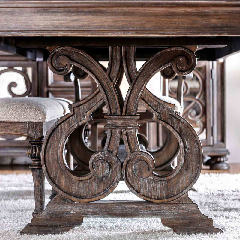 Rustic Dining Set With Table And Upholstered Chairs