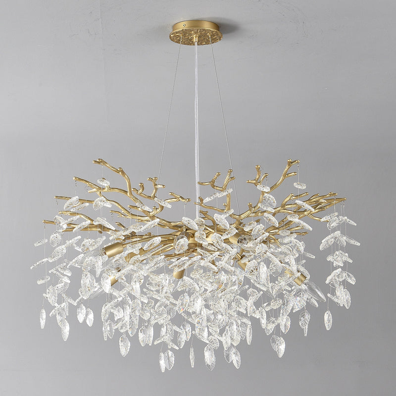 8-Light Crystal Gold Chandelier for Dining Room and Kitchen Island by HouseOfZazla
