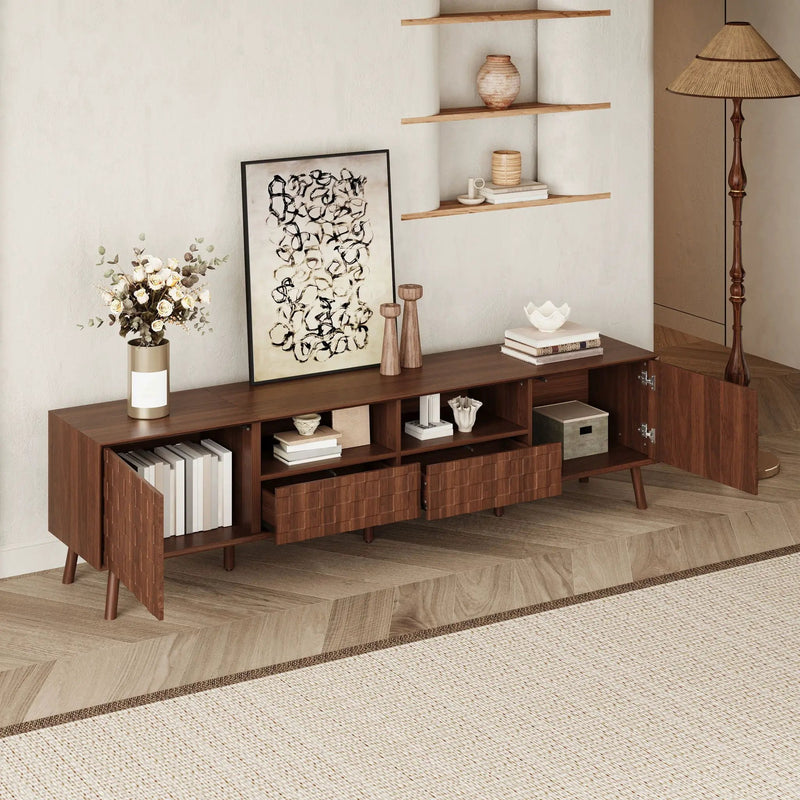 TV Stand With Drawers And Cable Management - Walnut by Unique Piece Furniture