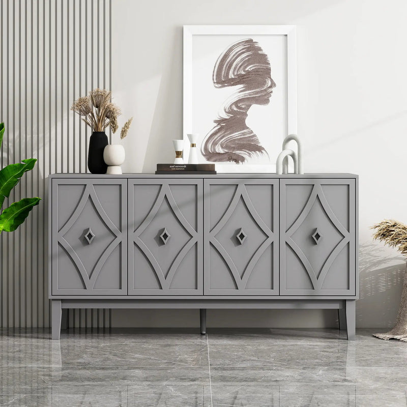 Vintage Storage Cabinet with Hand-Carved Geometric Doors by HouseOfZazla