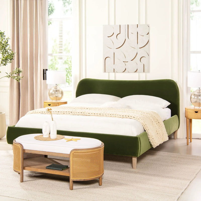 Roman - Curved Headboard Upholstered Platform Bed by HouseOfZazla