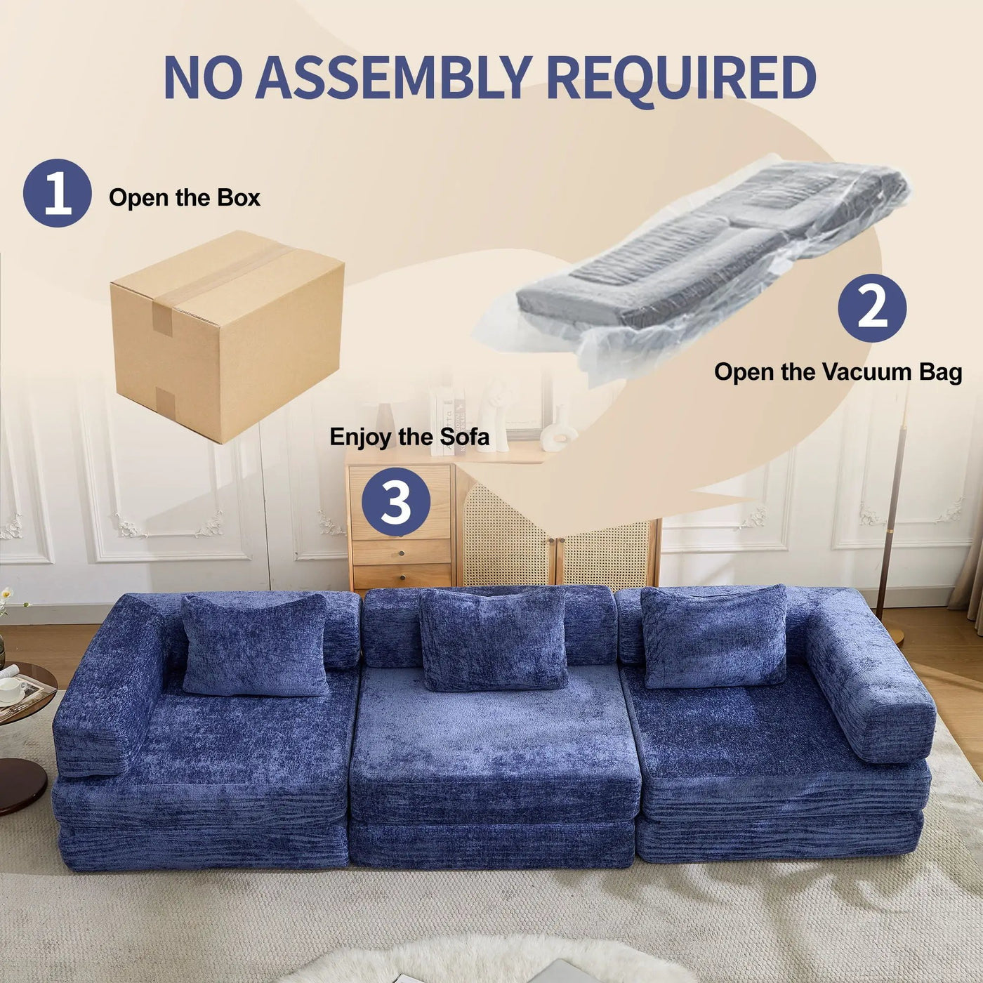 Convertible Floor Sofa Bed, Boneless Modular Sectional Sofa For Living Room by HouseOfZazla