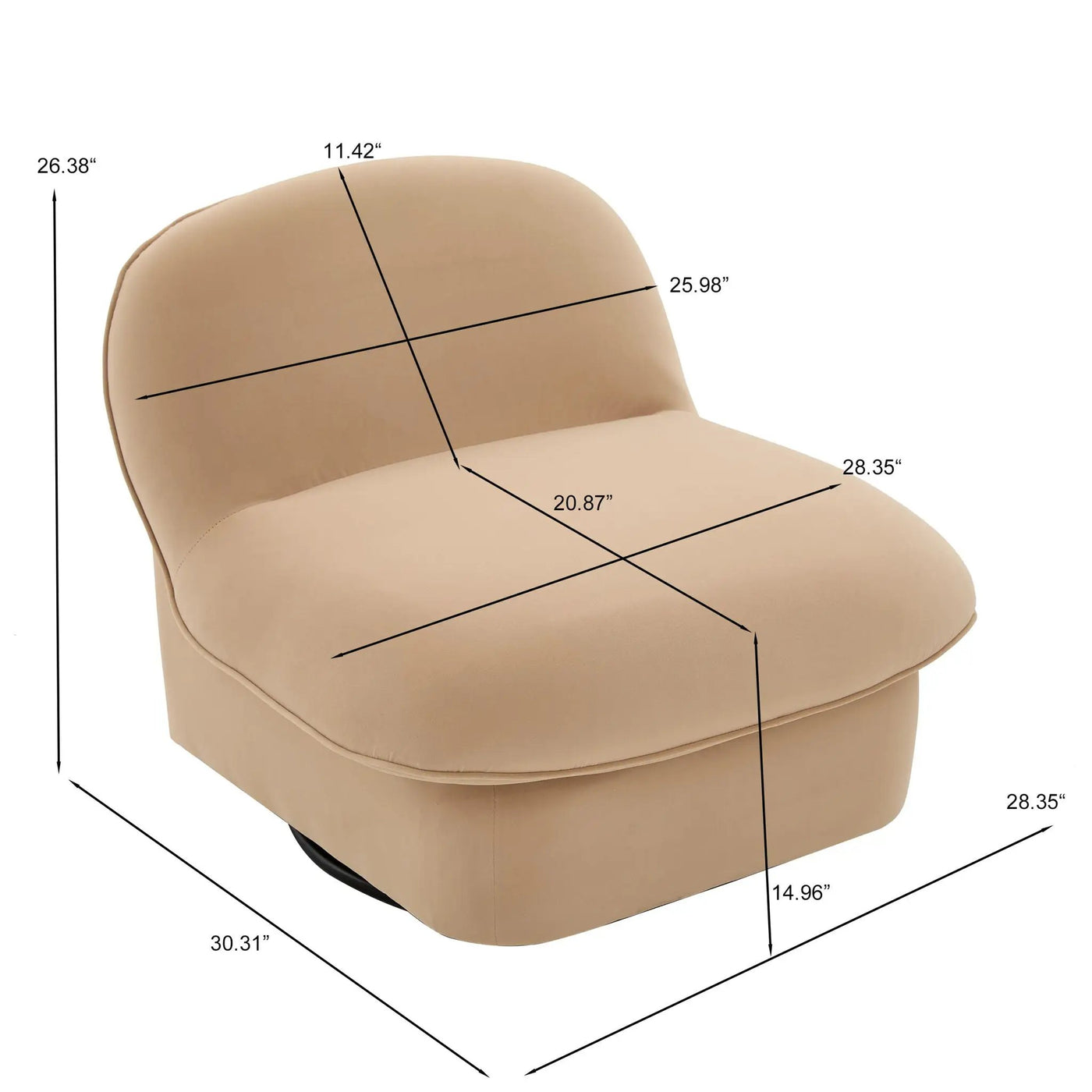 Pumpkin Shaped Swivel Accent Chair, 360 Degree Rotation For Living Room by Unique Piece Furniture