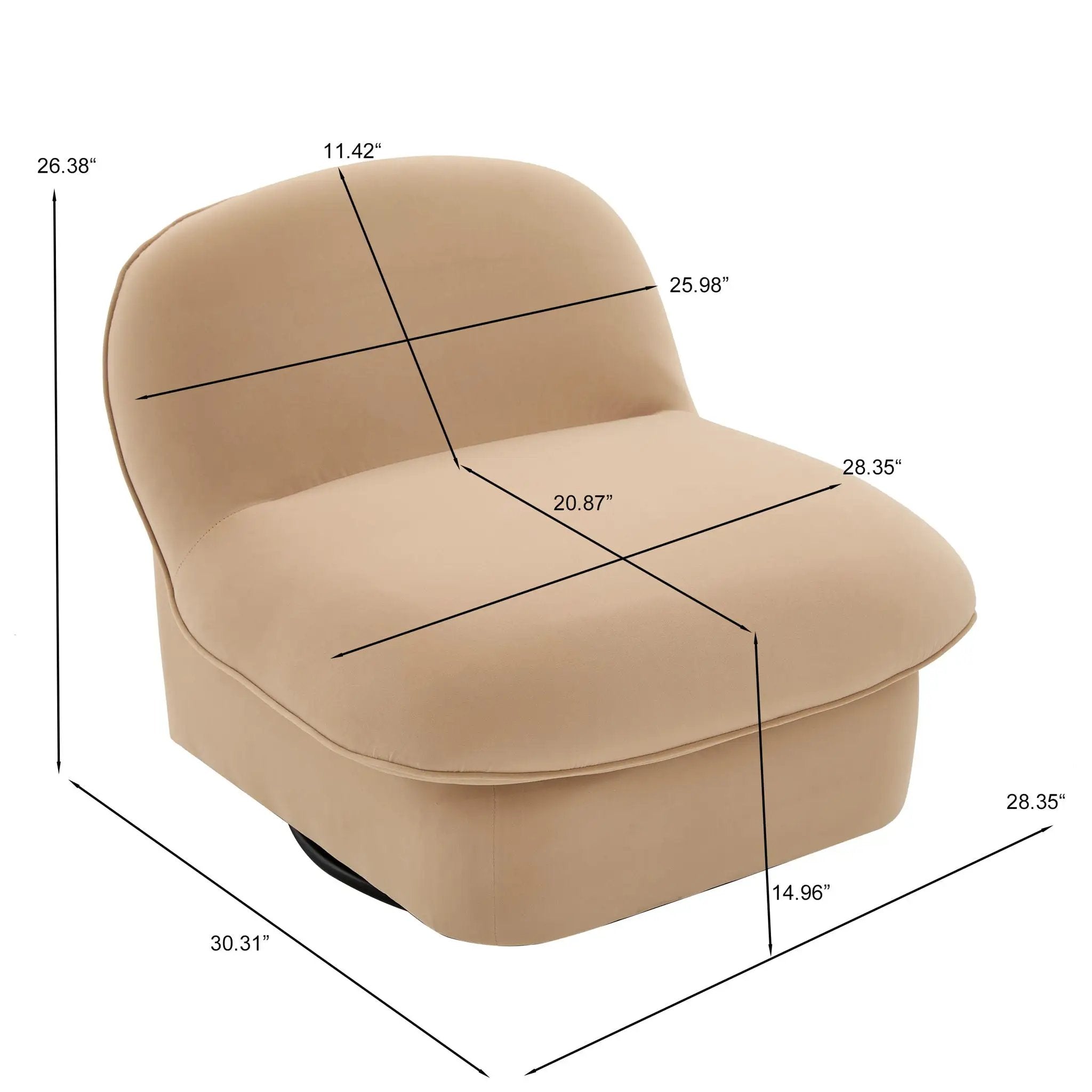 Pumpkin Shaped Swivel Accent Chair, 360 Degree Rotation for Living Room by HouseOfZazla