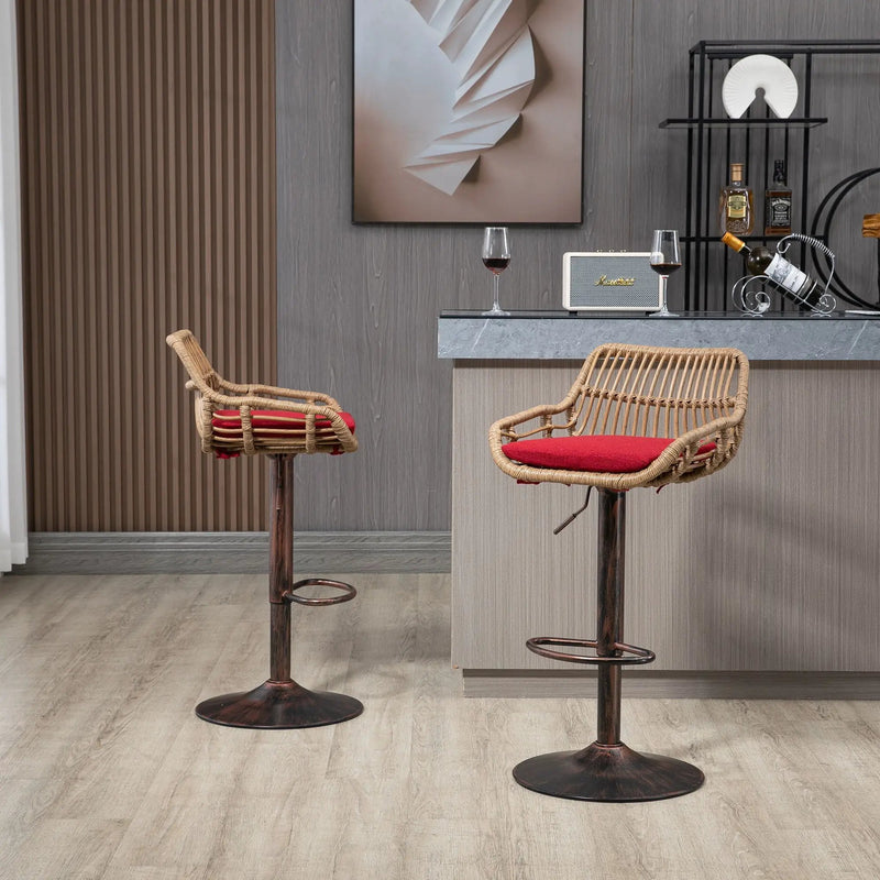 Modern Swivel Bar Stools Adjustable Counter Chairs With Footrest (Set of 2) by HouseOfZazla