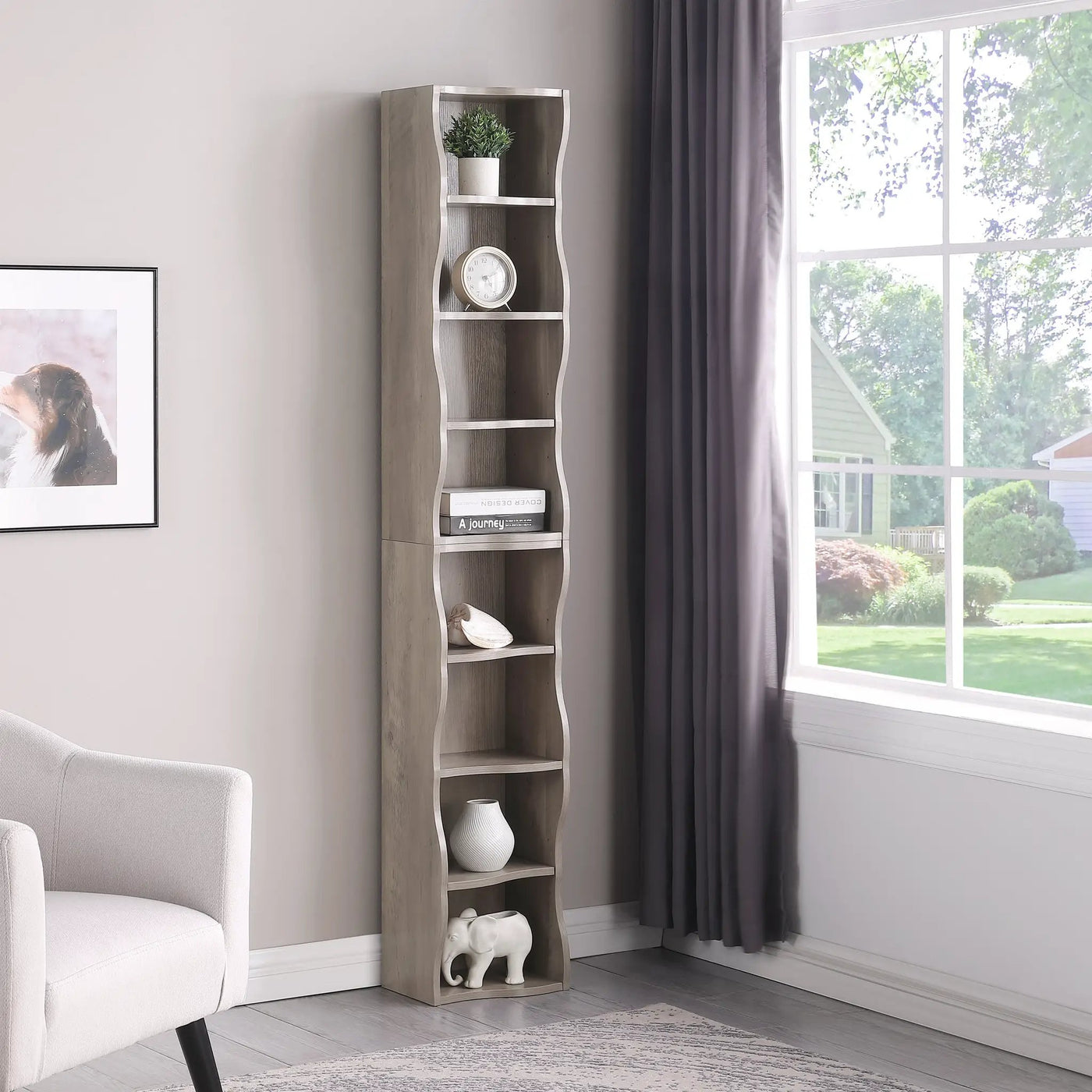 8-Layer Adjustable Shelf Ultra-Thin Bookshelf by HouseOfZazla