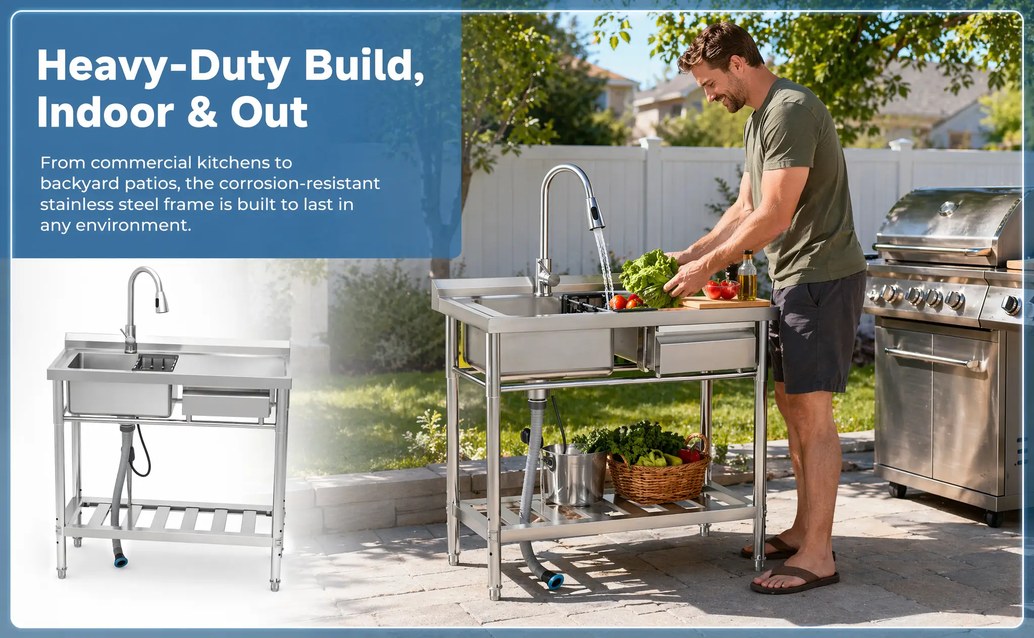 Stainless Steel Utility Sink, Freestanding Sink by HouseOfZazla