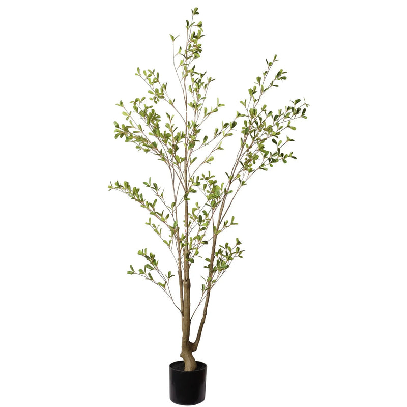 Lifelike Artificial Olive Tree With Plastic Pot For Home Living Room Decor - Green Leaves by Unique Piece Furniture