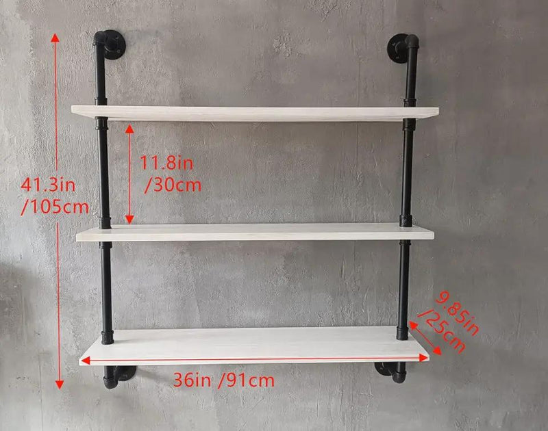HDDFER Floating Bookshelf Shelves Industrial Pipe Shelving Pipe Shelves Rustic White Wall Shelves 36 Inch Farmhouse Book Shelves for Kitchen Bar,Bathr by Selzalot